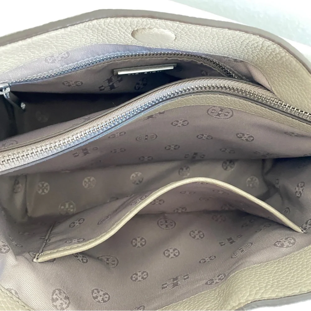 Tory Burch gray leather Britten Tote